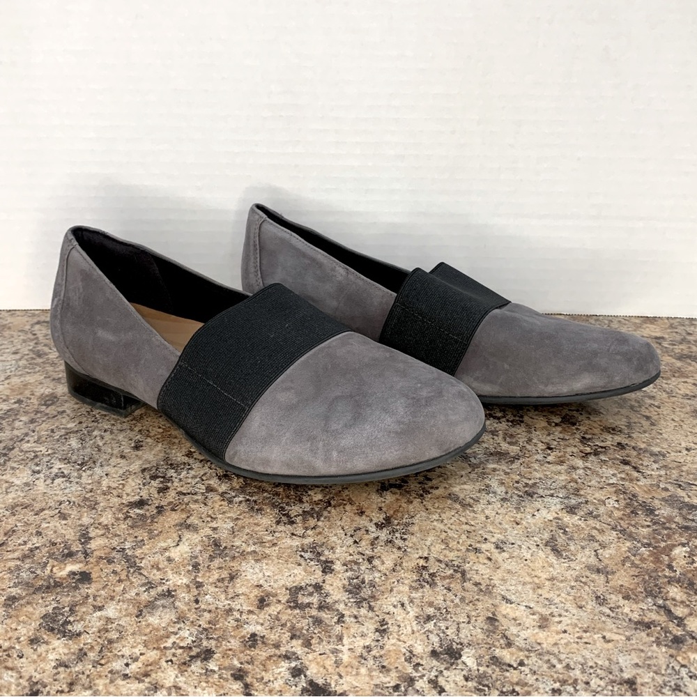 Unstructured by Clarks Un Blush Lo Suede Slip-On Loafer Flats Size 9 Gra…